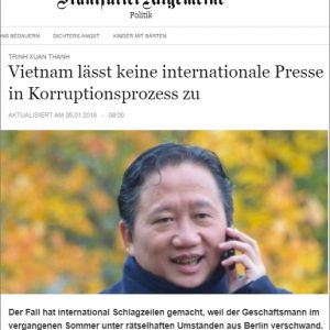 Việt Nam không cho báo chí quốc tế tham dự phiên tòa xét xử Trịnh Xuân Thanh và 21 bị can