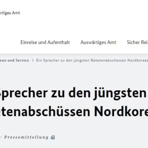 Tuyên bố báo chí của Bộ Ngoại giao Đức về những vụ bắn tên lửa mới đây của Bắc Hàn