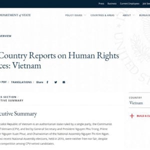 The U.S. State Department strongly condemns the human rights situation in Vietnam in 2019