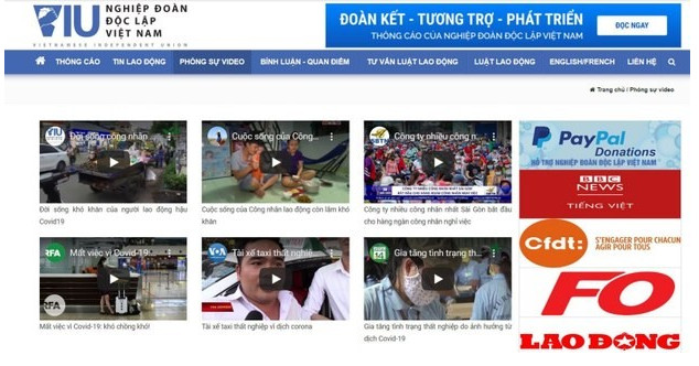 Website của Nghiệp đoàn Độc lập Việt Nam (VIU)