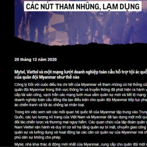 Viettel bị cáo buộc có liên quan đến tham nhũng và tội ác quốc tế tại Myanmar