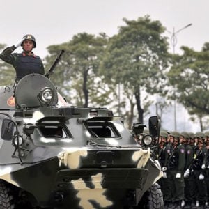 Vietnam’s police and army conduct live drill in Hanoi prior to the 13th Party National Congress