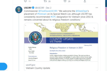US puts Vietnam on “Special Watch List” for violating religious freedom