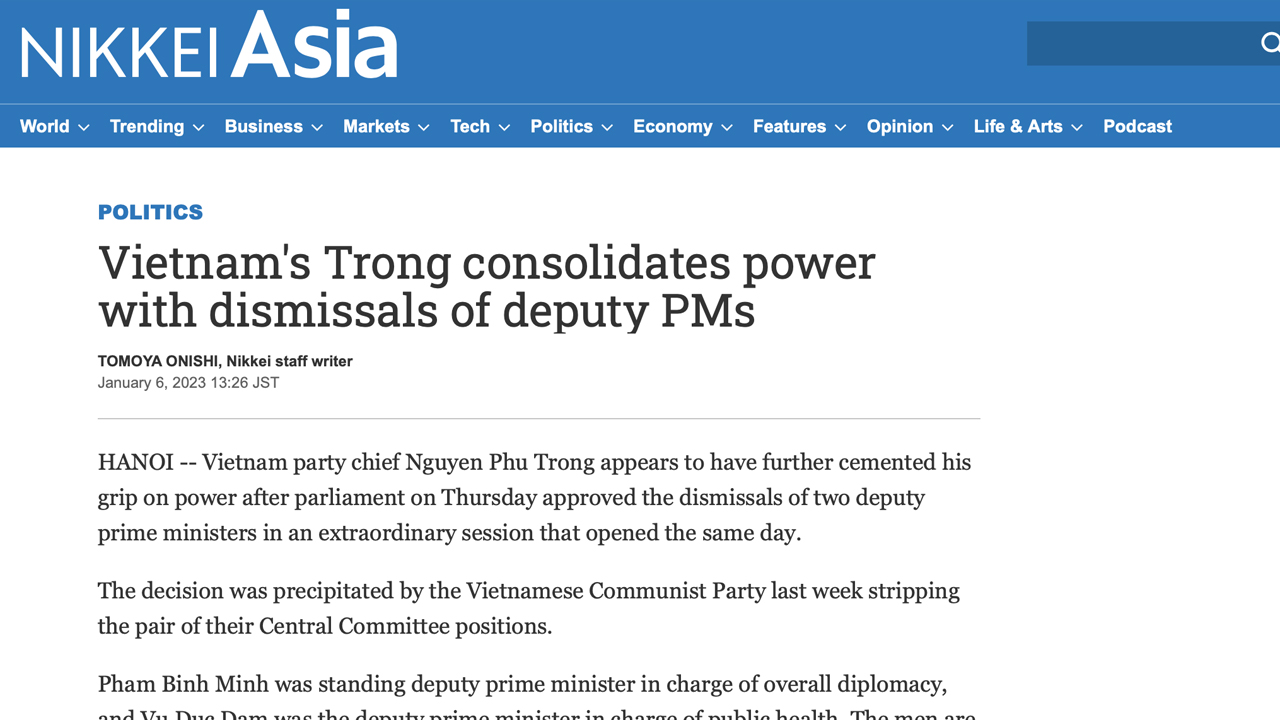 Sau chuyến thăm Trung Quốc, ông Nguyễn Phú Trọng mạnh tay dọn chướng ngại -  Thời báo