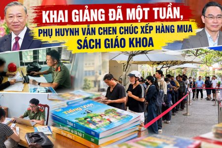 Khai giảng đã một tuần, phụ huynh vẫn chen chúc xếp hàng mua sách giáo khoa