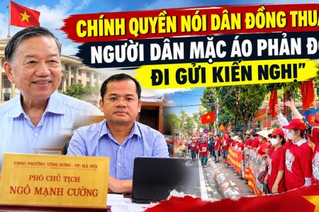 Chính quyền nói dân đồng thuận, người dân mặc áo phản đối đi gửi kiến nghị